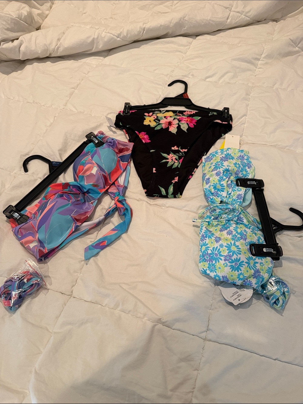 Juniors Floral & Abstract Print Bikini Bottoms and Tops Set - Multi-Color